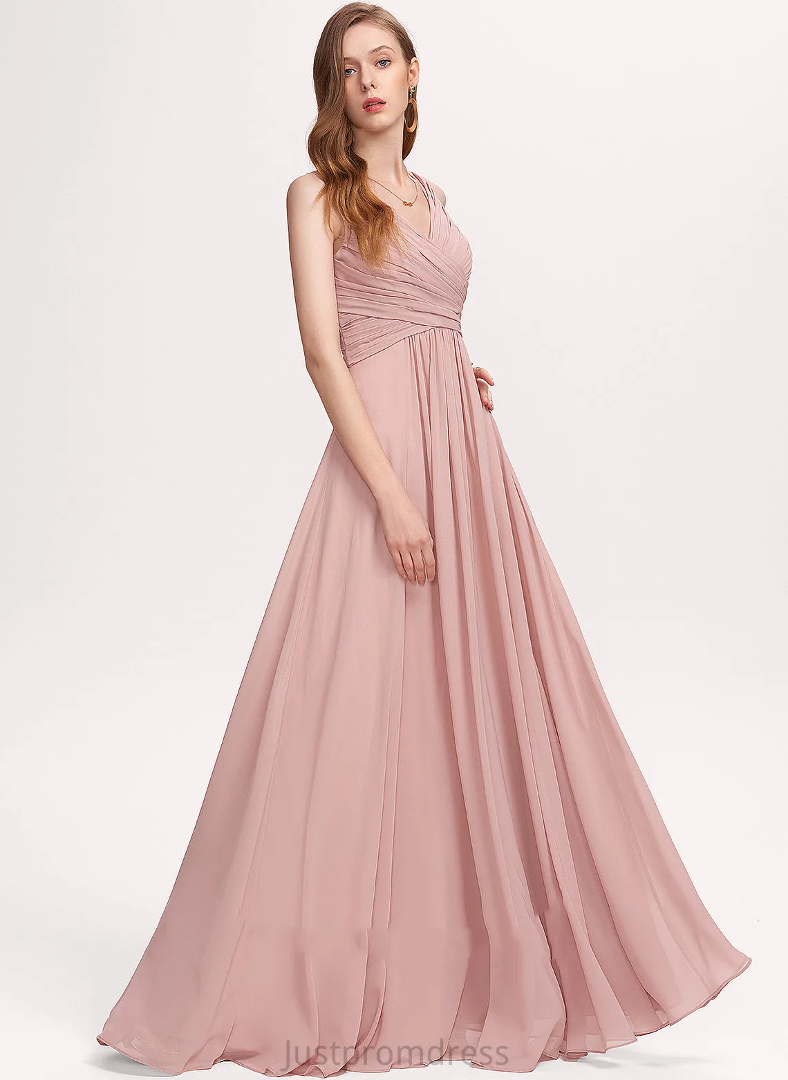 A-line Chiffon Formal Dresses Pancy Dresses V-Neck