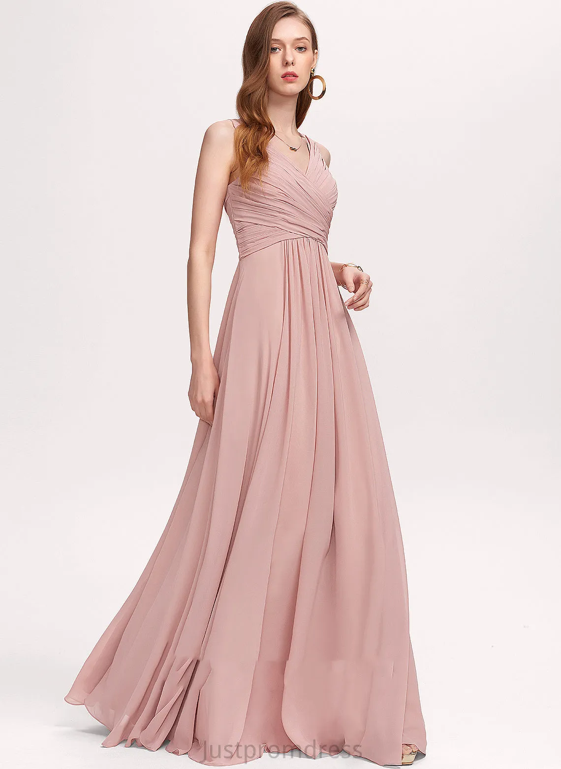 A-line Chiffon Formal Dresses Pancy Dresses V-Neck