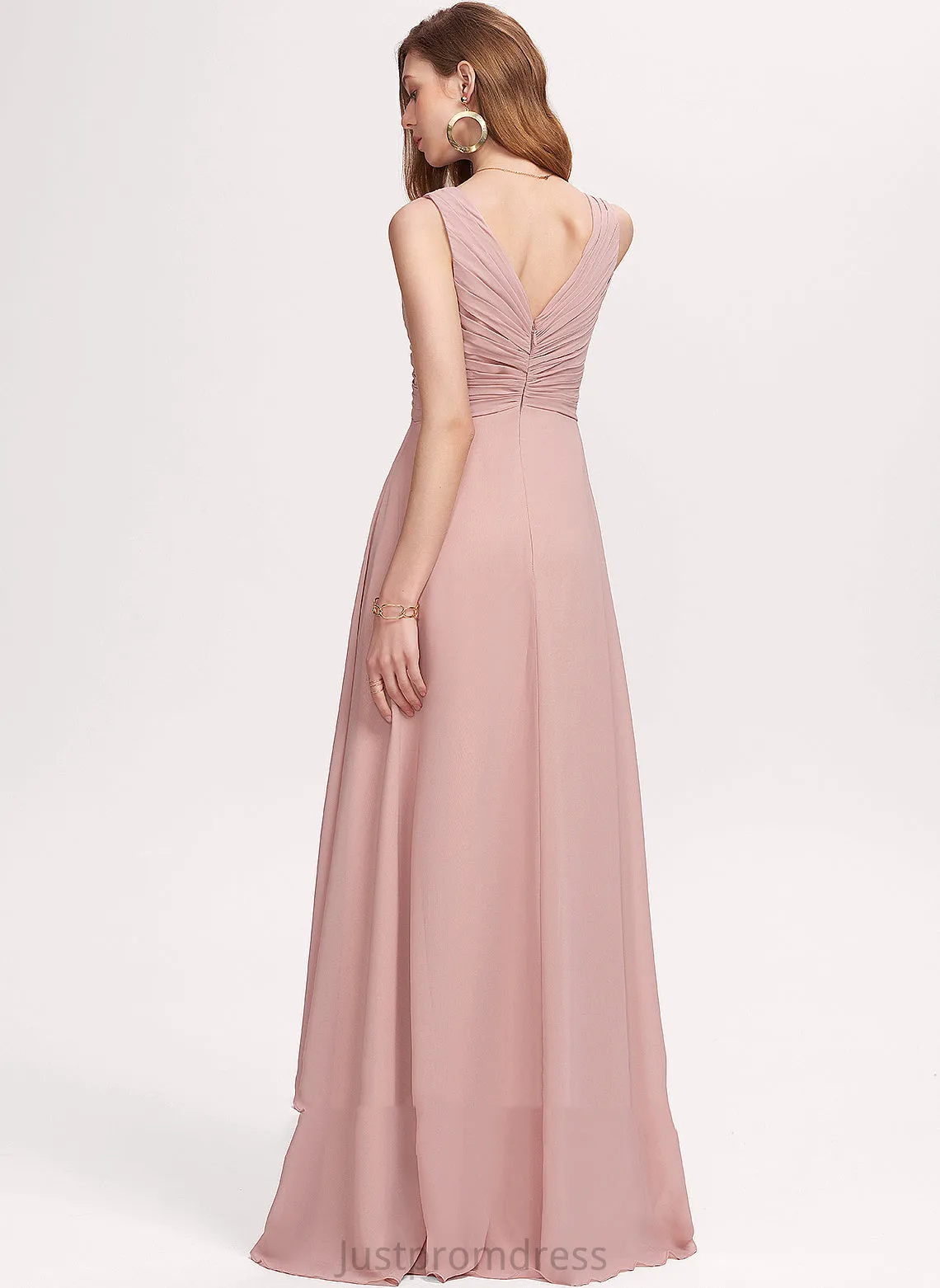 A-line Chiffon Formal Dresses Pancy Dresses V-Neck
