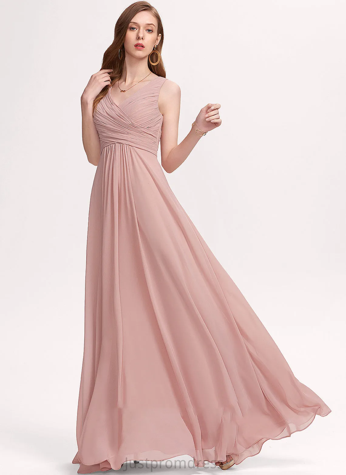 A-line Chiffon Formal Dresses Pancy Dresses V-Neck