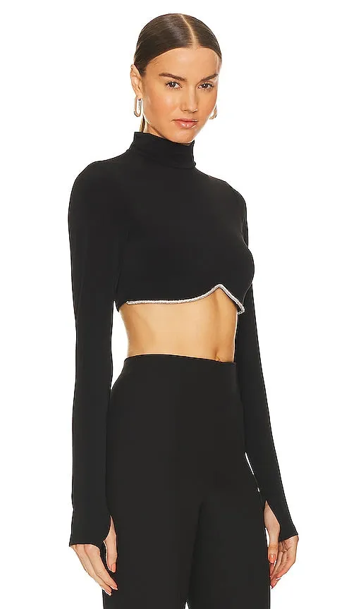 Alice   Olivia Melange Rhinestone Cropped Top in Black