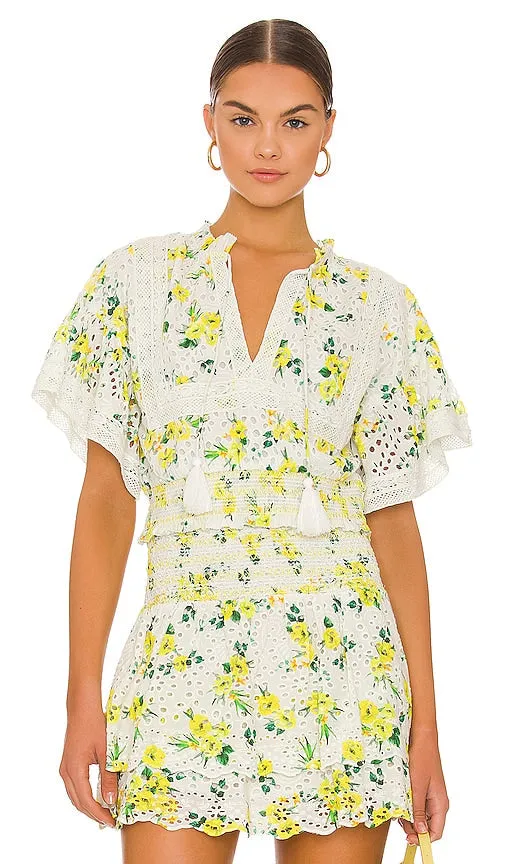 Alice   Olivia Tabitha Cropped Blouse in Yellow