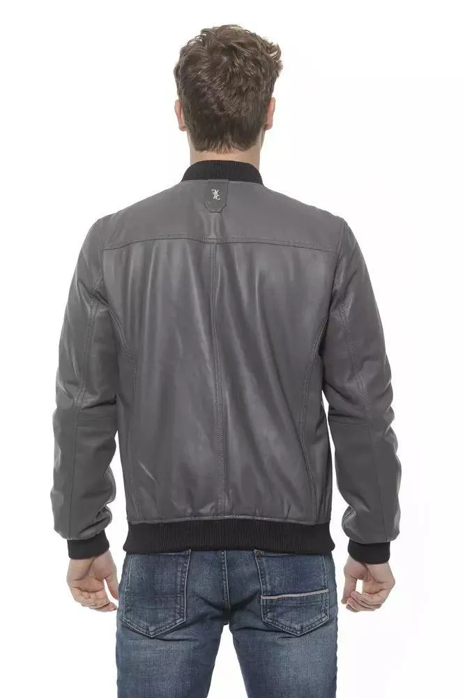 Billionaire Italian Couture Gray Leather Jacket
