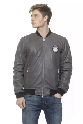 Billionaire Italian Couture Gray Leather Jacket