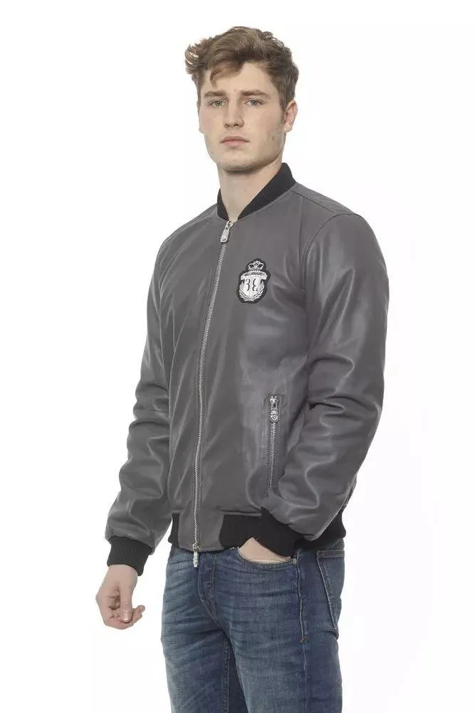 Billionaire Italian Couture Gray Leather Jacket
