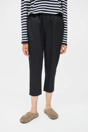 Black Silk Blend Cropped Pant