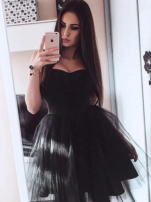 Bridelily A-Line Sleeveless Satin Strapless Short/Mini Dresses