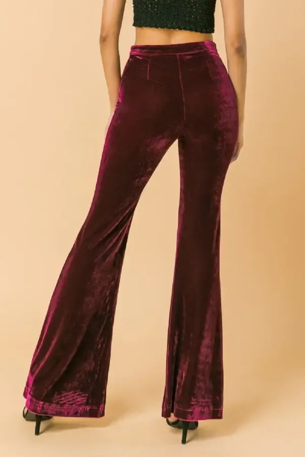 Burgundy high waisted velvet pants