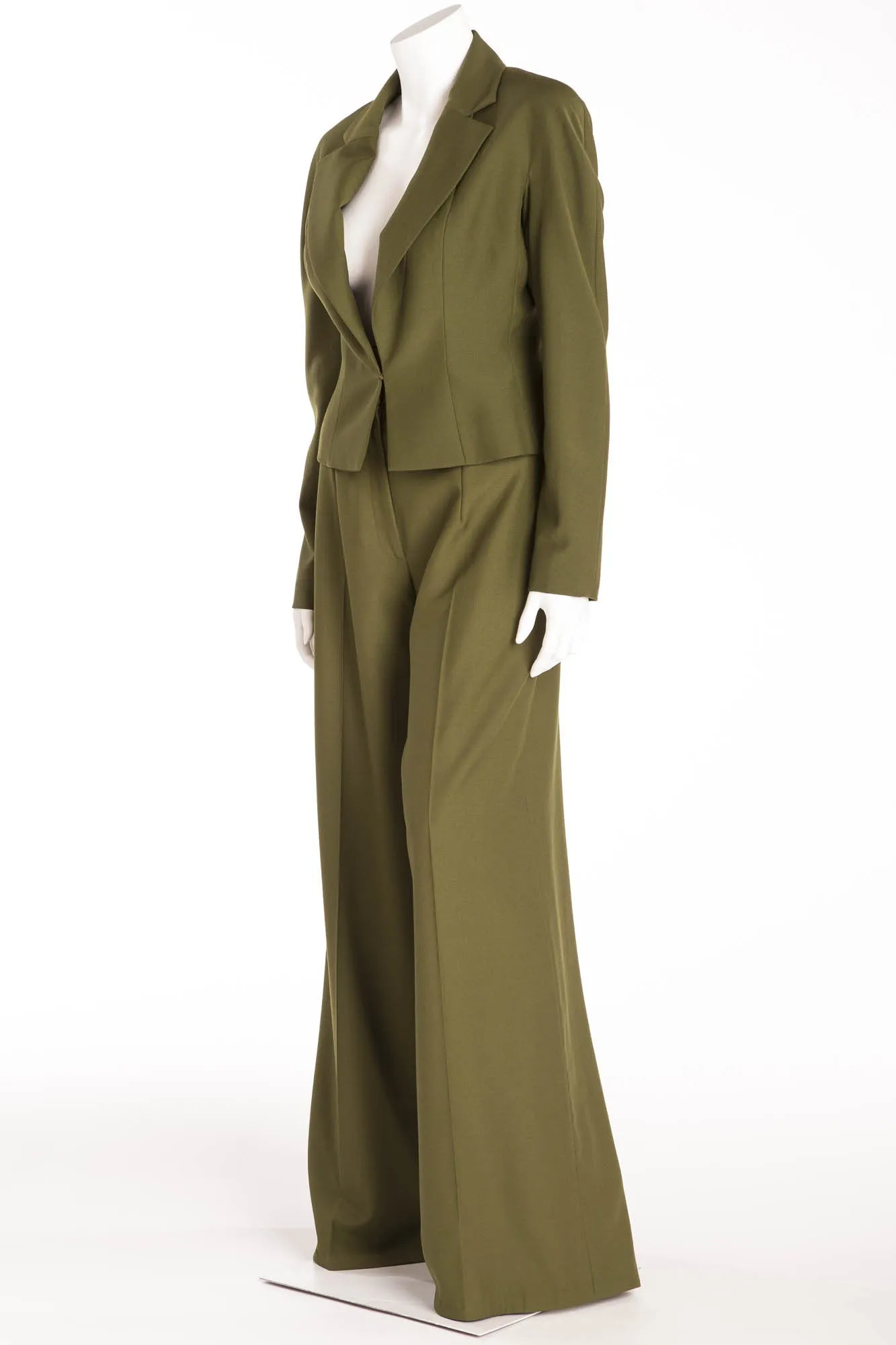 Christian Dior - 2PC Olive Green Pant Suit & Blazer - FR 40