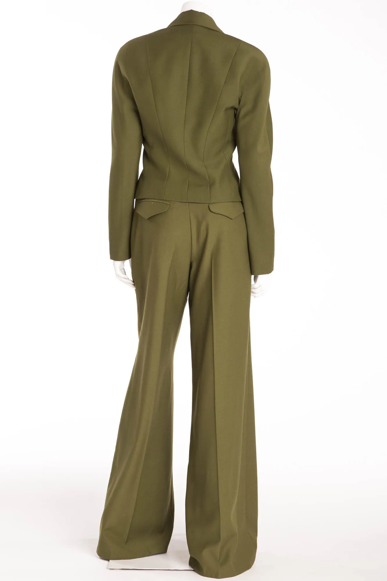 Christian Dior - 2PC Olive Green Pant Suit & Blazer - FR 40