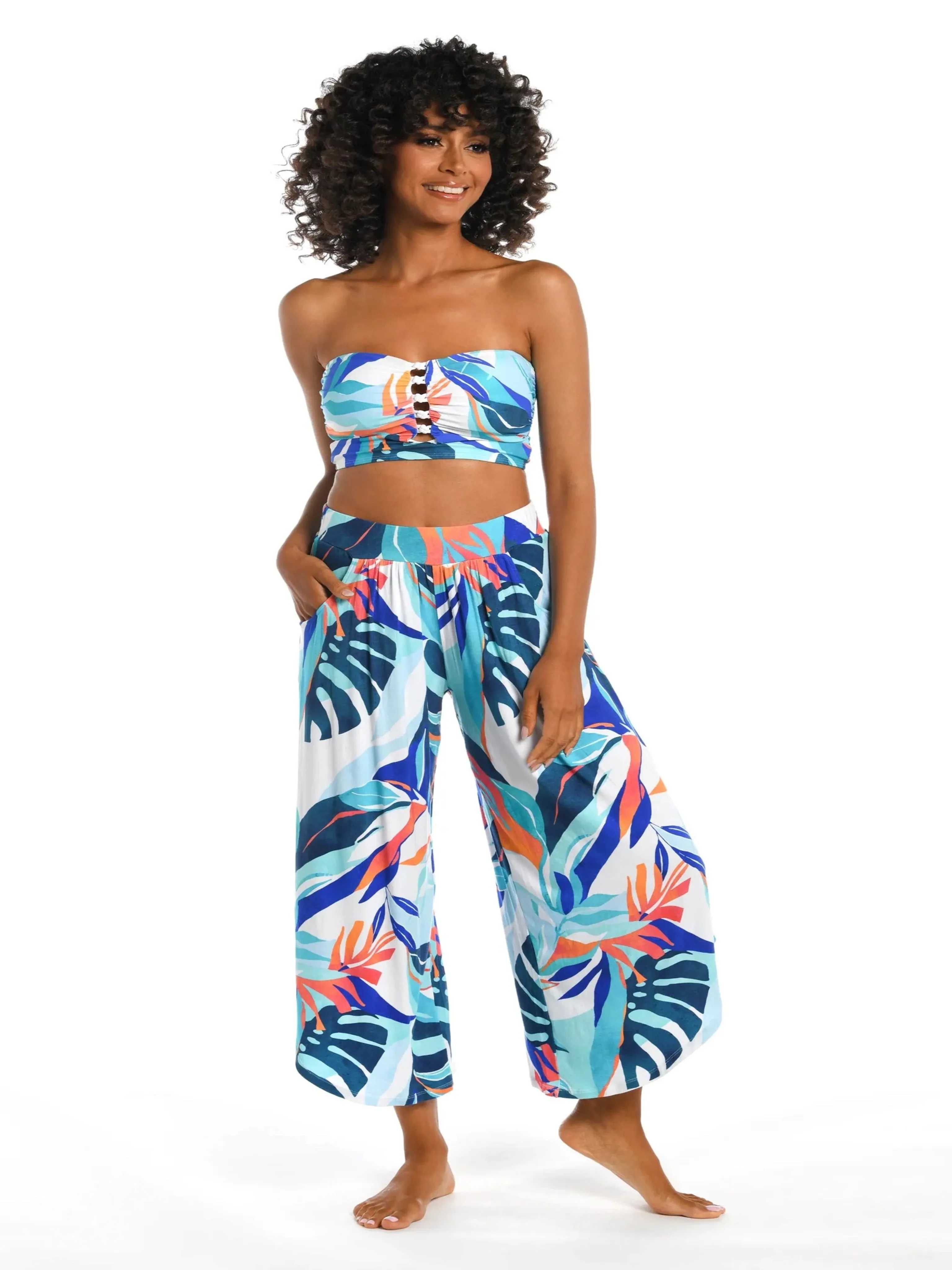 Coastal Palms Cropped Palazzo Pant