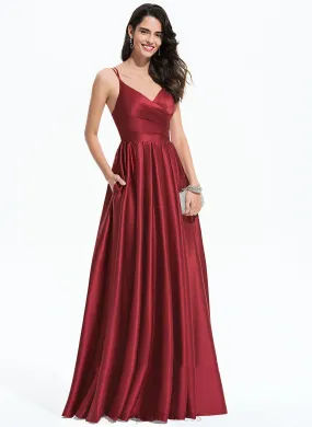 Dresses V-Neck A-line Tessa Formal Dresses Satin