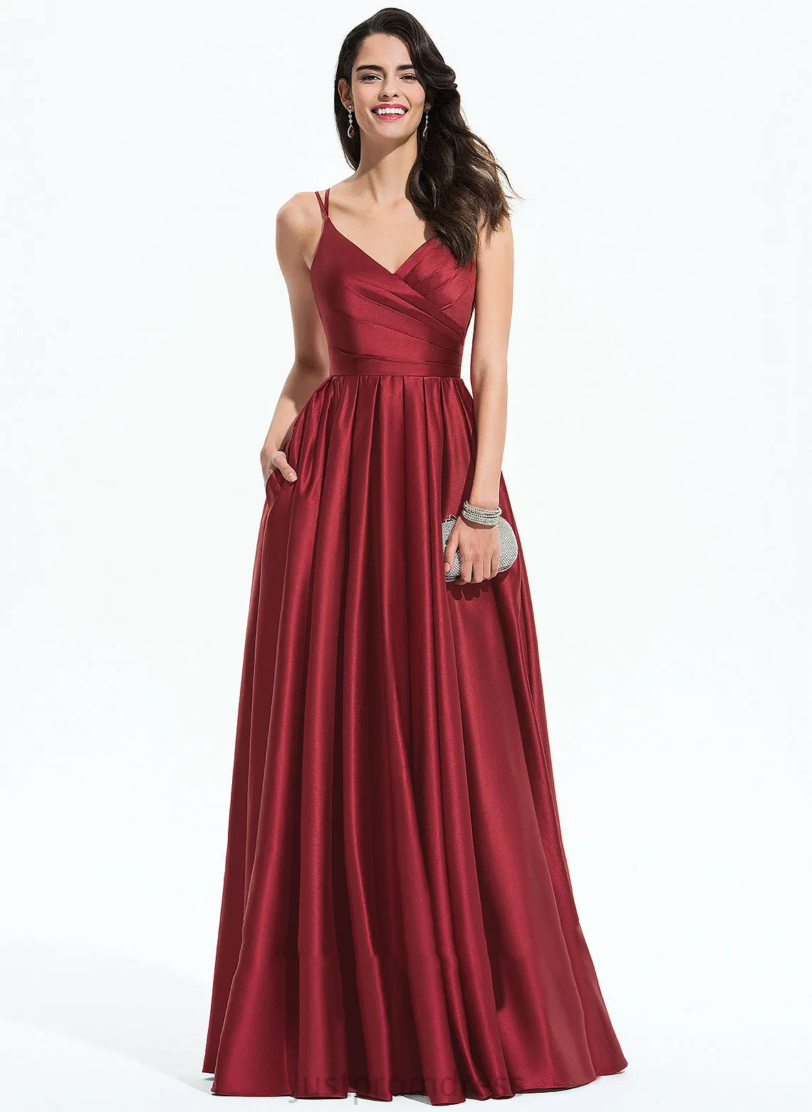 Dresses V-Neck A-line Tessa Formal Dresses Satin