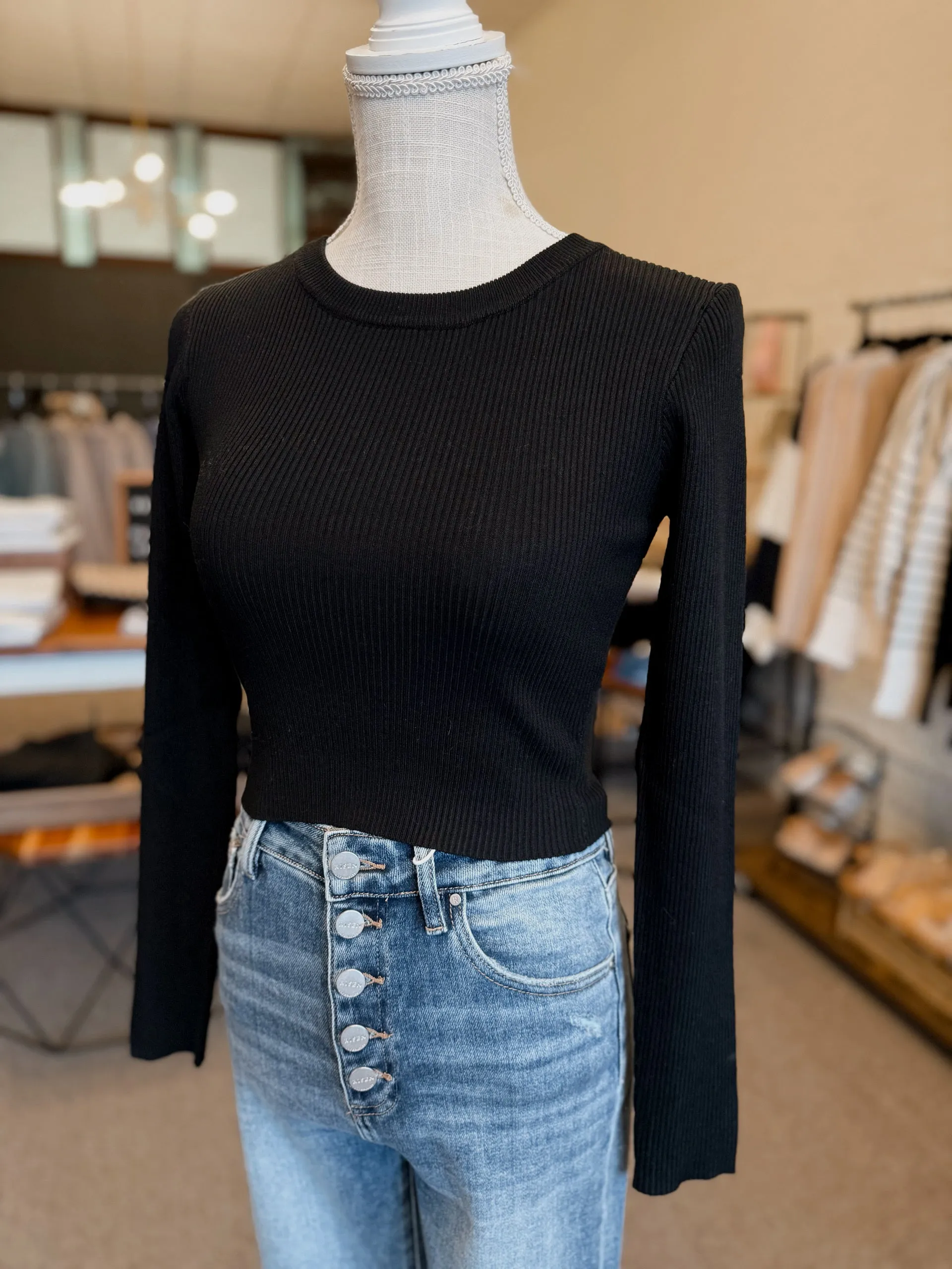 Everyday Ribbed Top - Black
