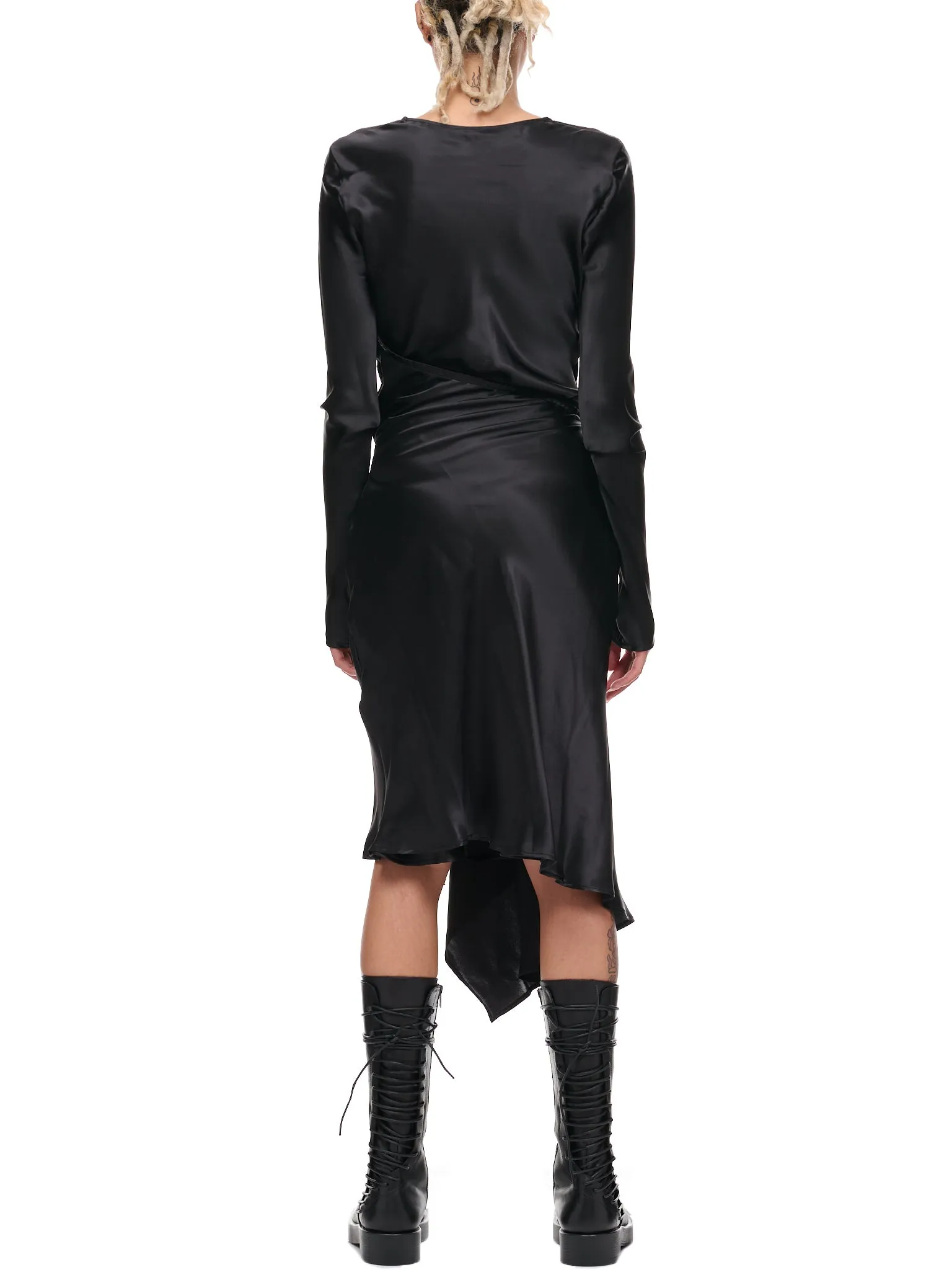 Frederique Asymmetric Wrap Dress (B0010951-FA134-BLACK)