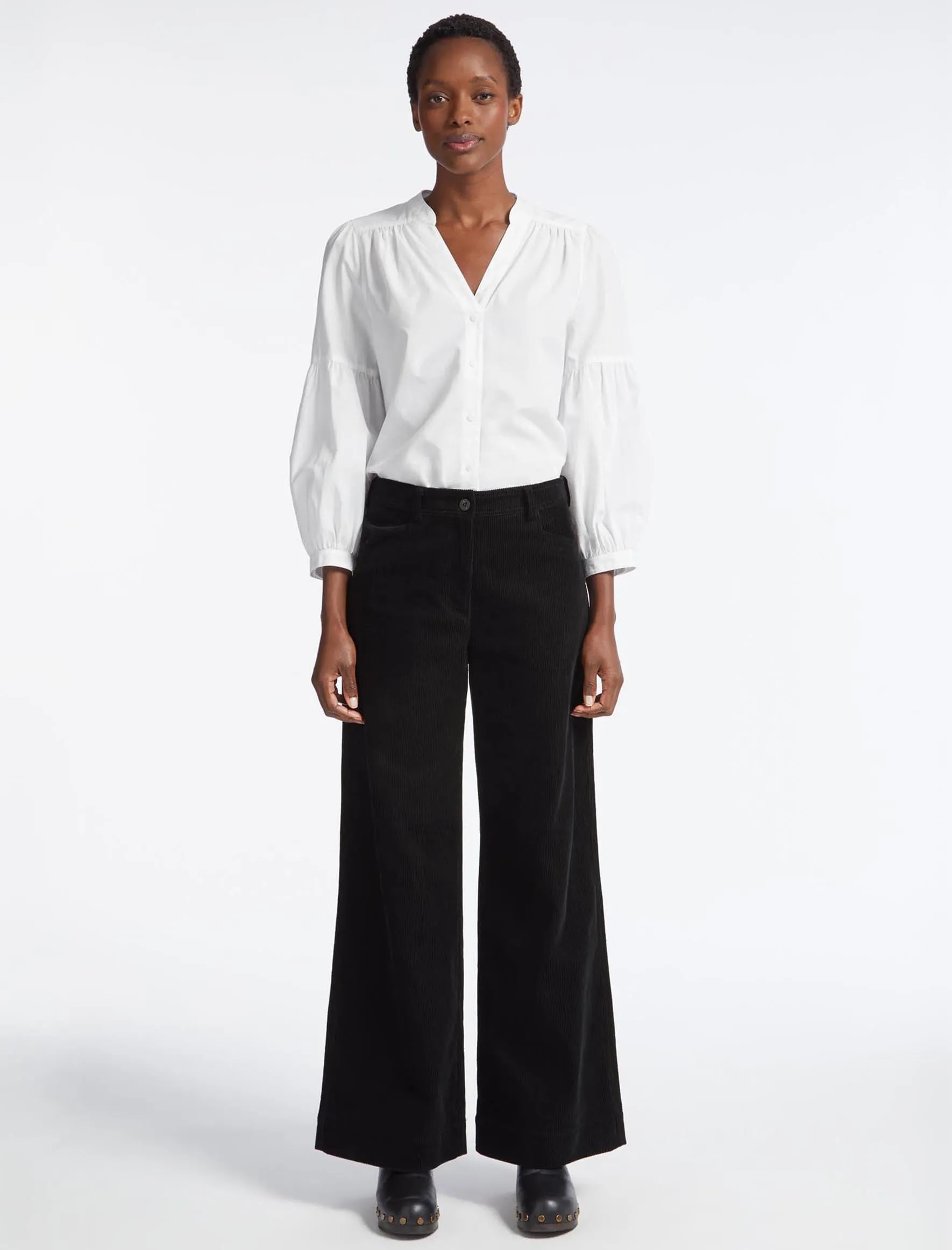 Hayden Corduroy Wide Leg Trouser - Black