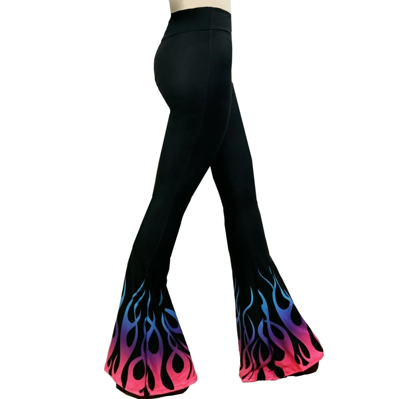 Hellz Bellz Pastel Goth On Fire Bell Bottom Flares