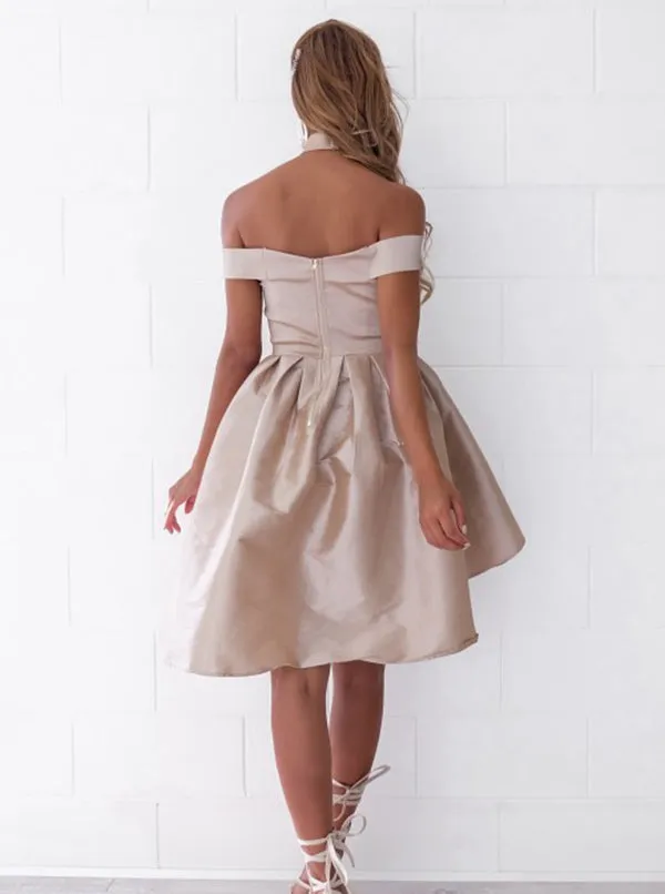 High Low Homecoming Dresses,Off the Shoulder Homecoming Dress,Taffeta Homecoming Dress,HC00137