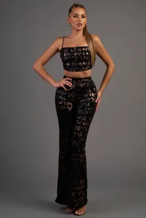 ITY FOILED LETTER PRINT CROP TOP & PANTS SET