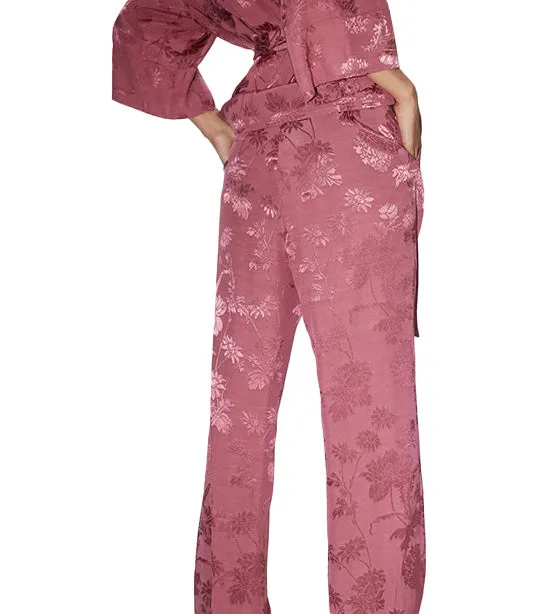 Jacquard High-Waisted Pants Pink
