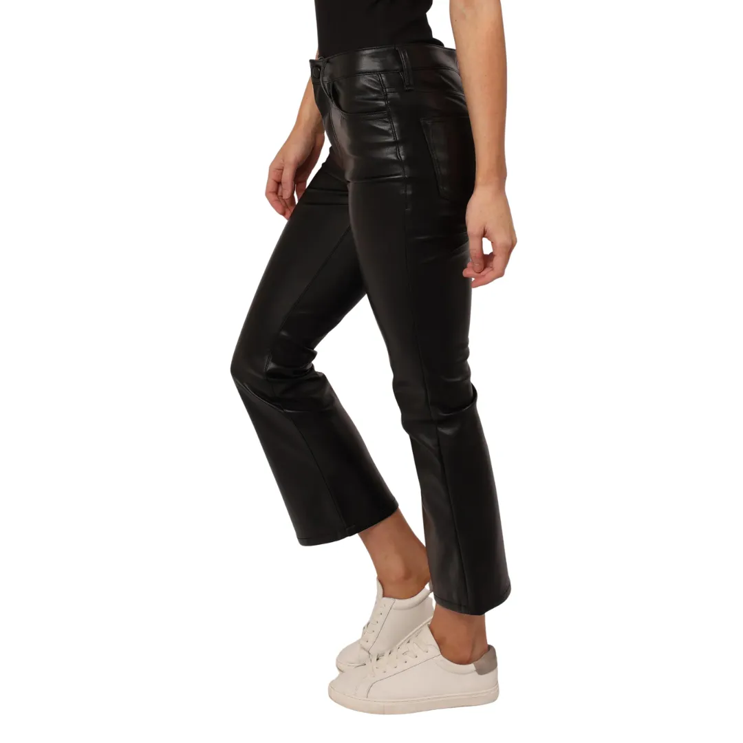 Jeanne Super High Rise Cropped Flare Pants Vegan Leather