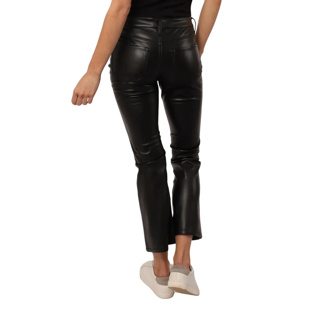 Jeanne Super High Rise Cropped Flare Pants Vegan Leather