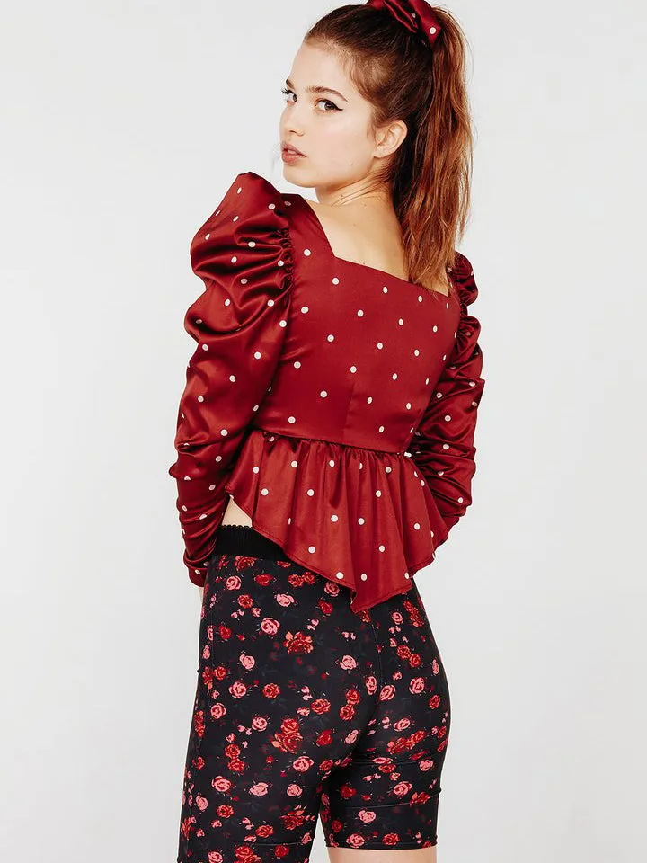 LABELLE PEPLUM BLOUSE GARNET