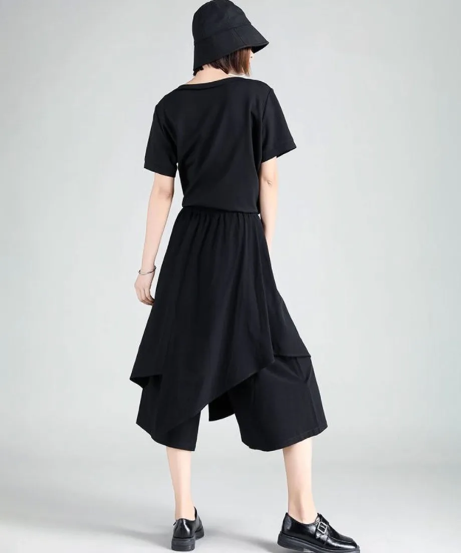 Layered Wide Cropped Pants