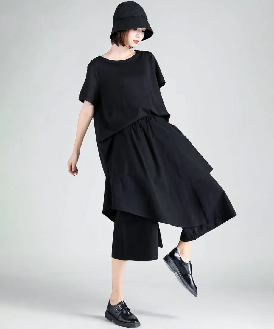 Layered Wide Cropped Pants