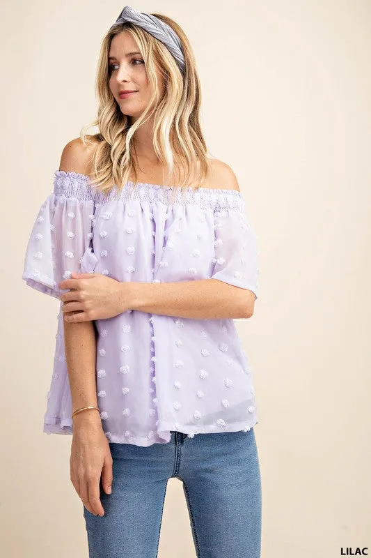 Lilac Pom Off the Shoulder