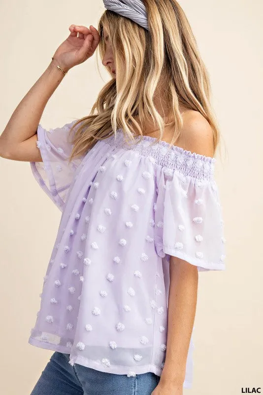 Lilac Pom Off the Shoulder