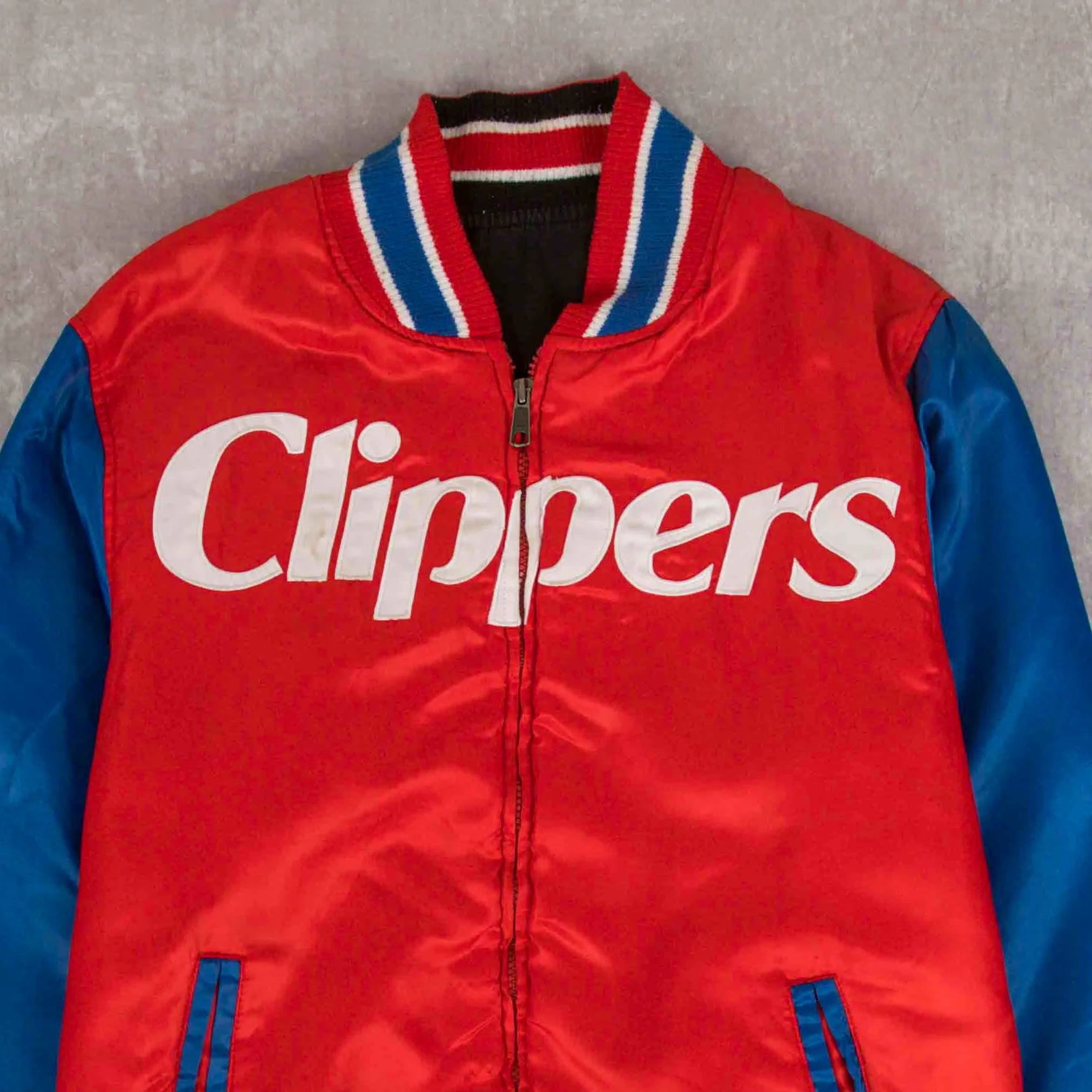 MEN'S VINTAGE 1990S SAN DIEGO CLIPPERS VARSITY BOMBER JACKET - SMALL
