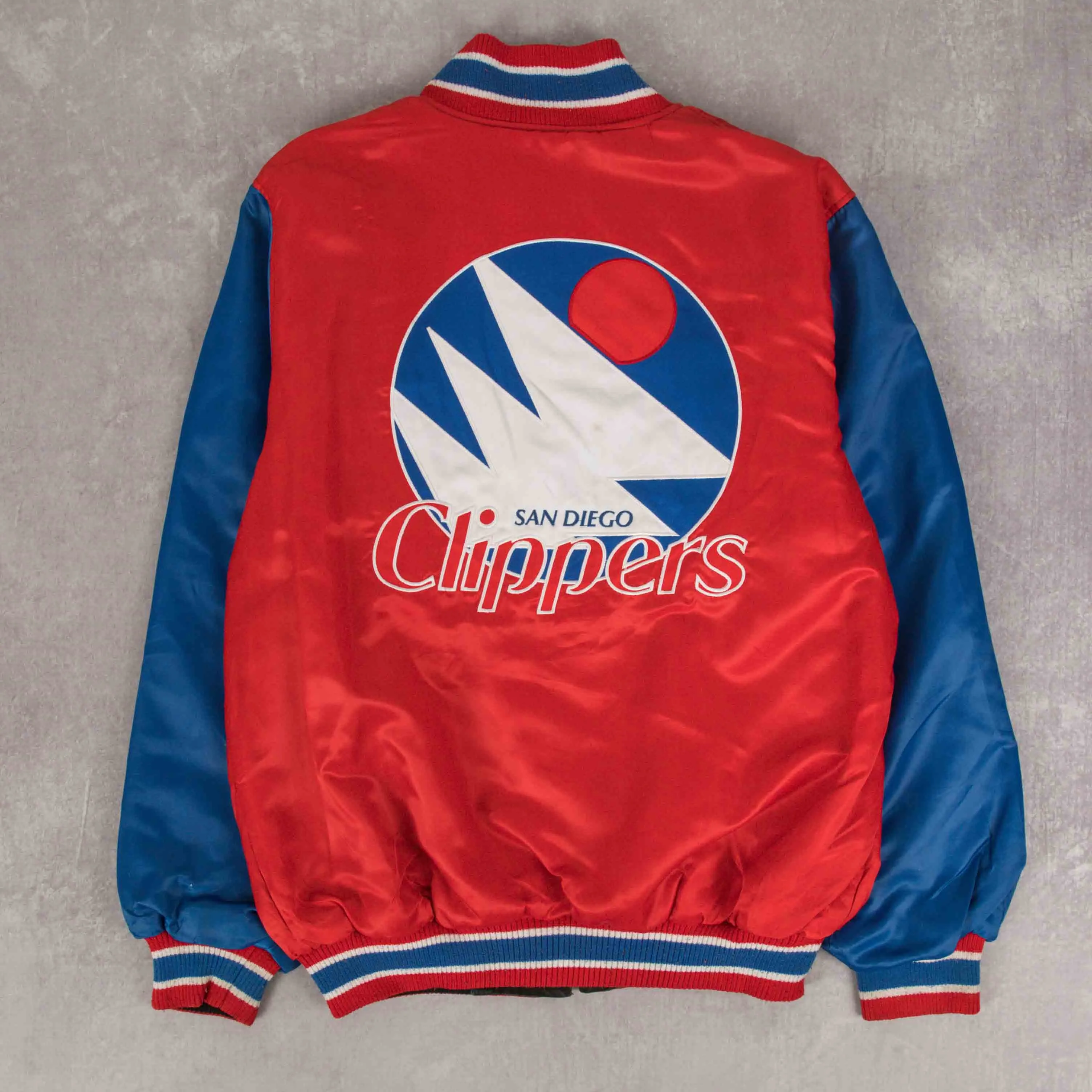 MEN'S VINTAGE 1990S SAN DIEGO CLIPPERS VARSITY BOMBER JACKET - SMALL