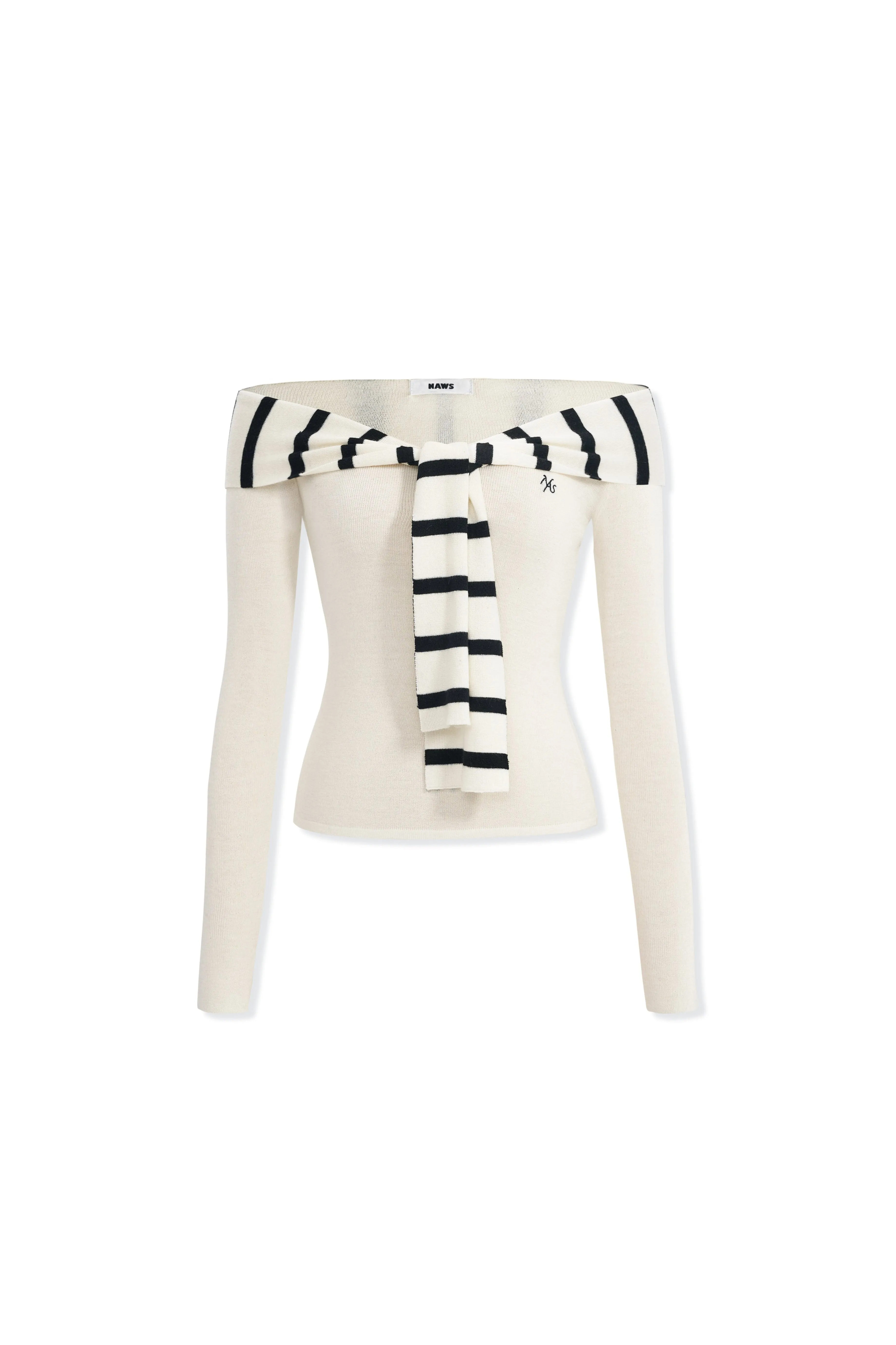 Off-Shoulder Knitwear White