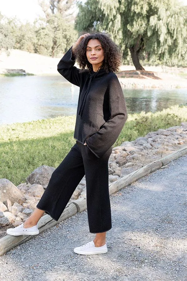Olivia Crop Knit Pants in Black