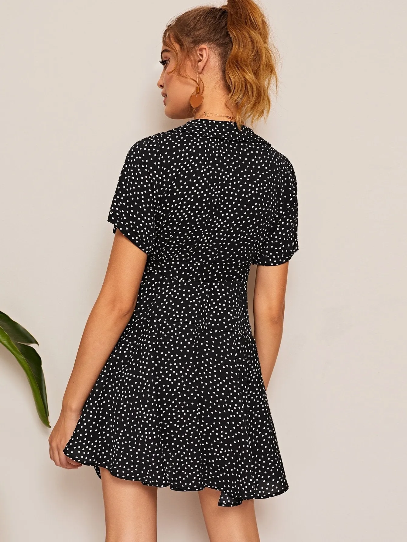 Polka Dot Knot Wrap Dress