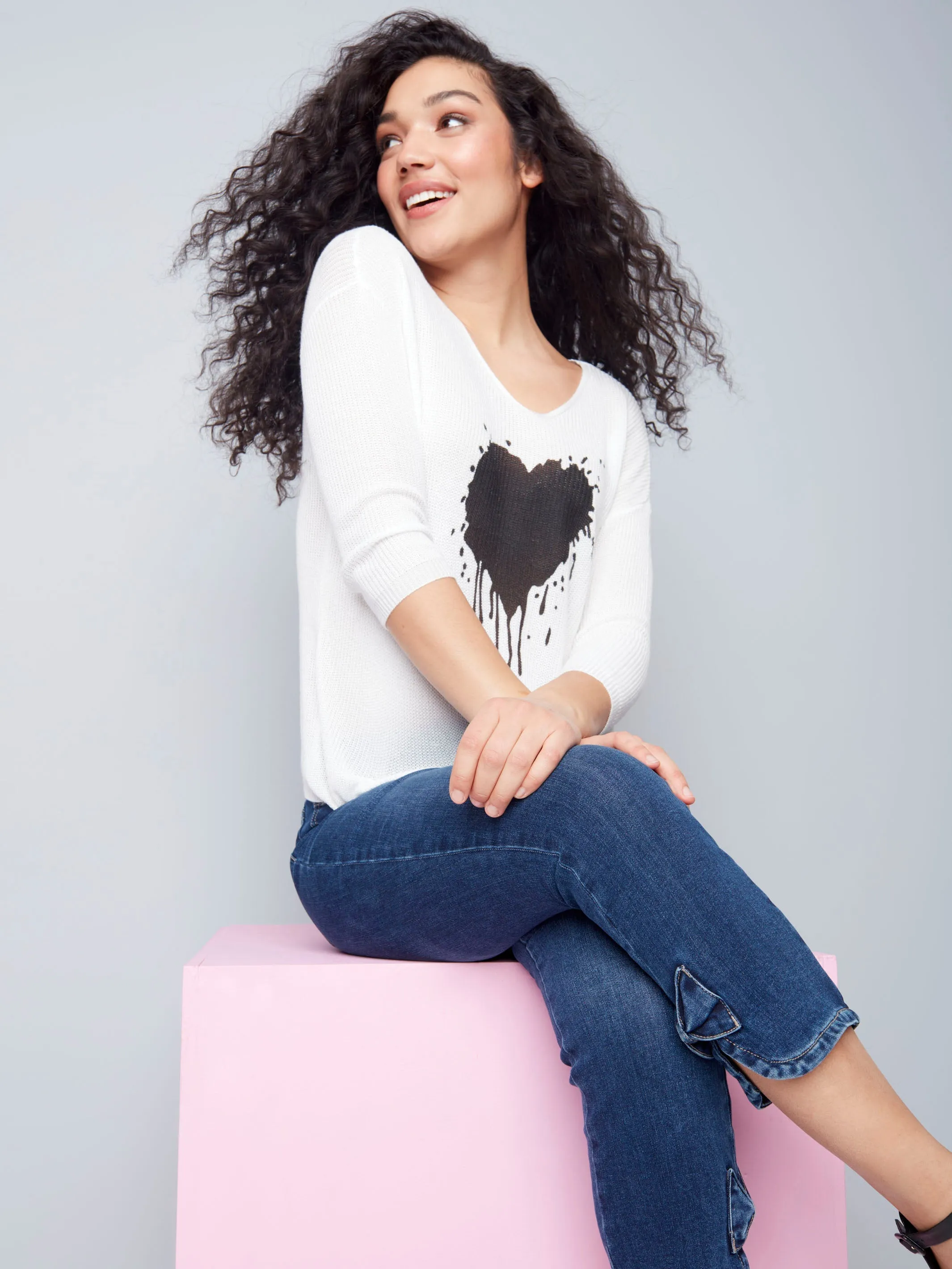 Pull-On Jeans with Bow Detail - Indigo