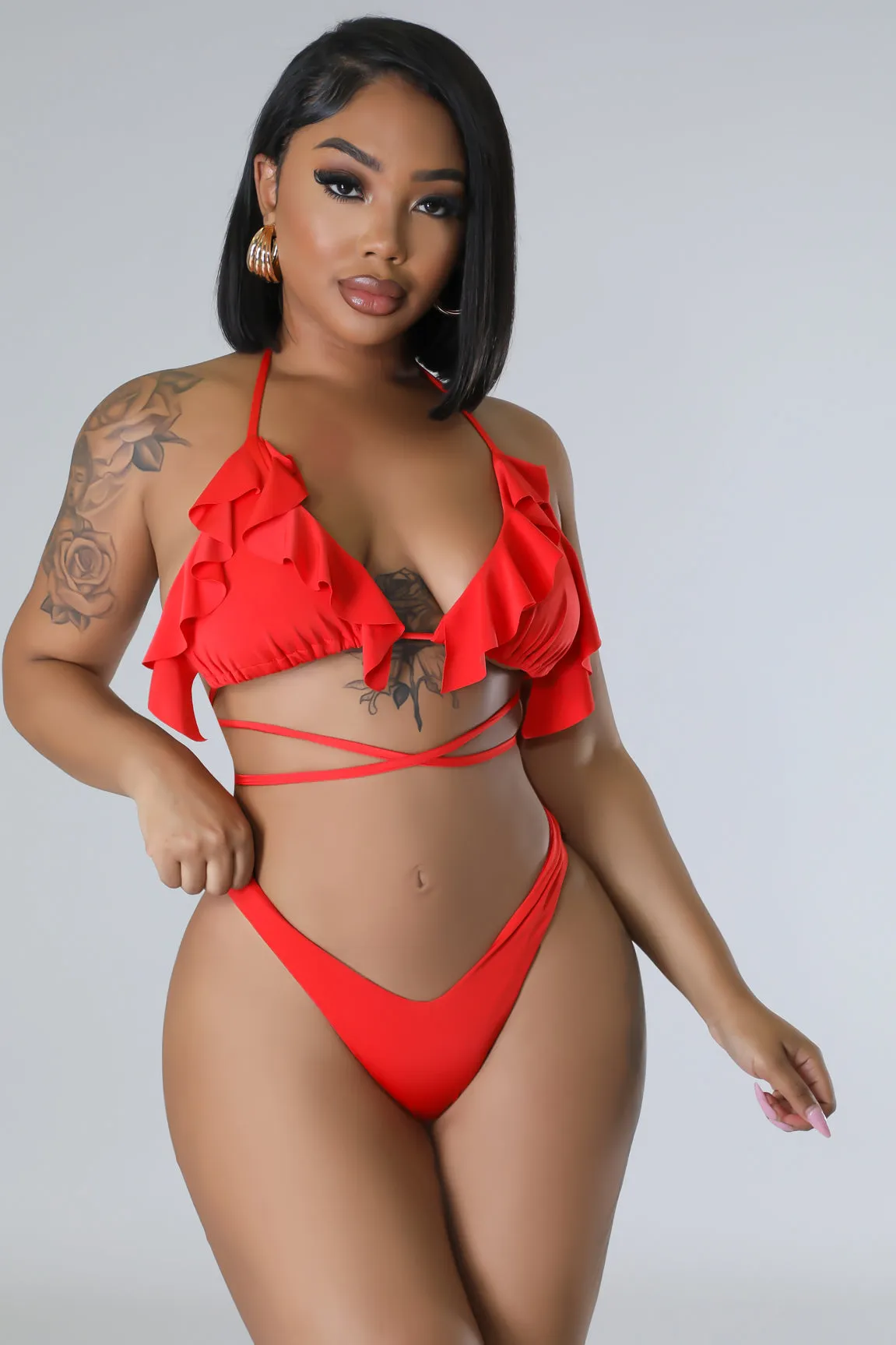 "Sangria" Three Piece Bikini Pants Set.