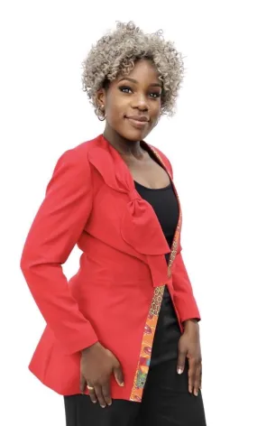 Red Business Ladies Jacket With Bow