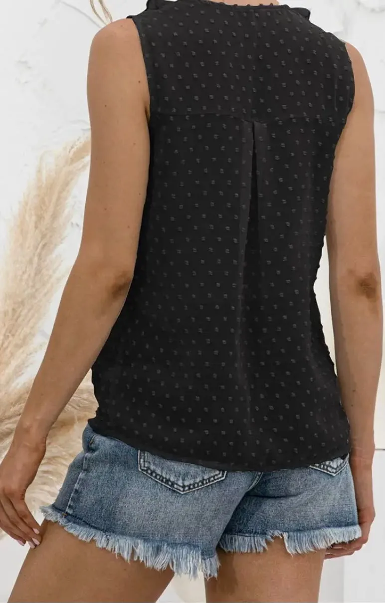 Ruffled V-Neck Button Down Top