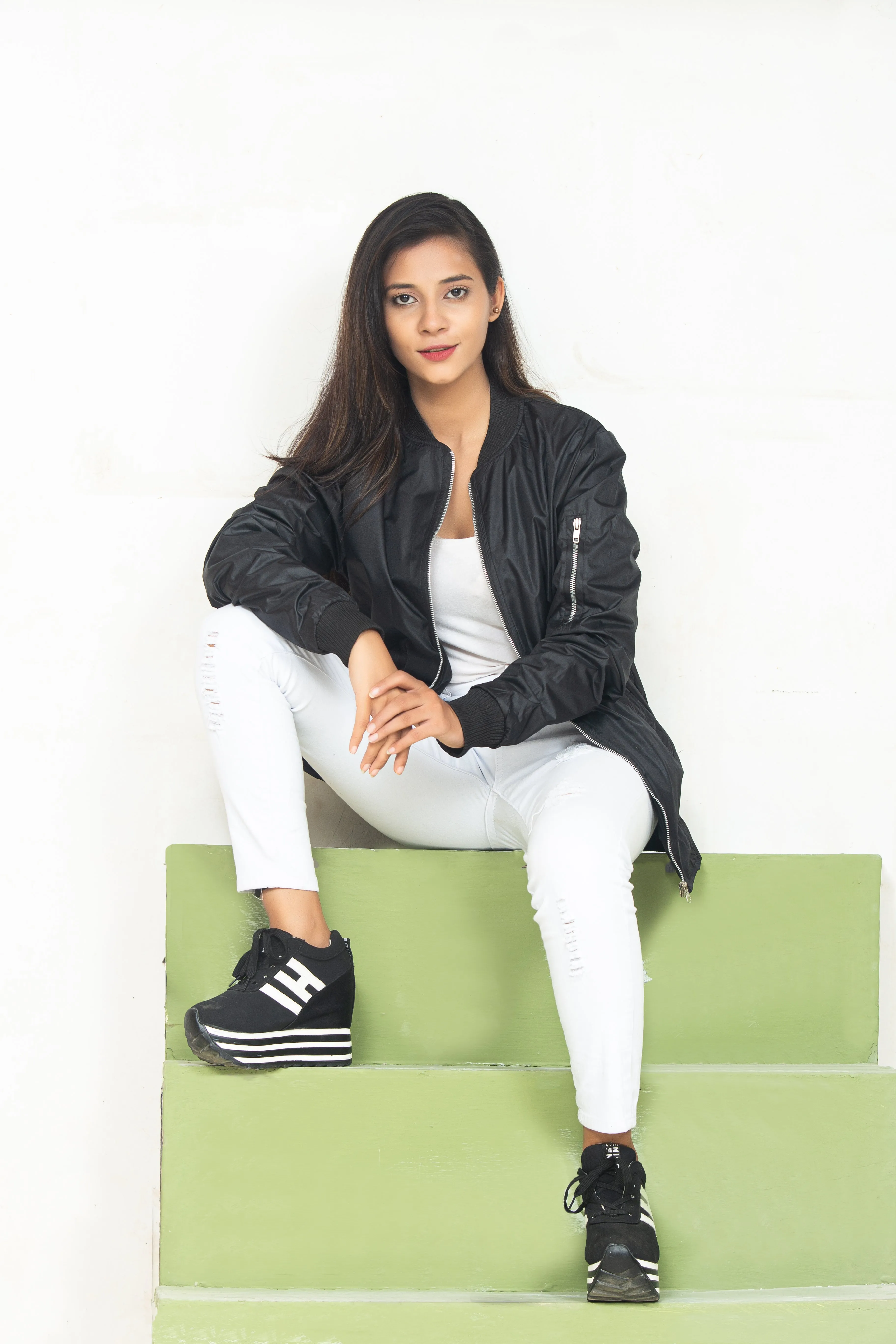 Stand Collar Zipper Bomber Jacket