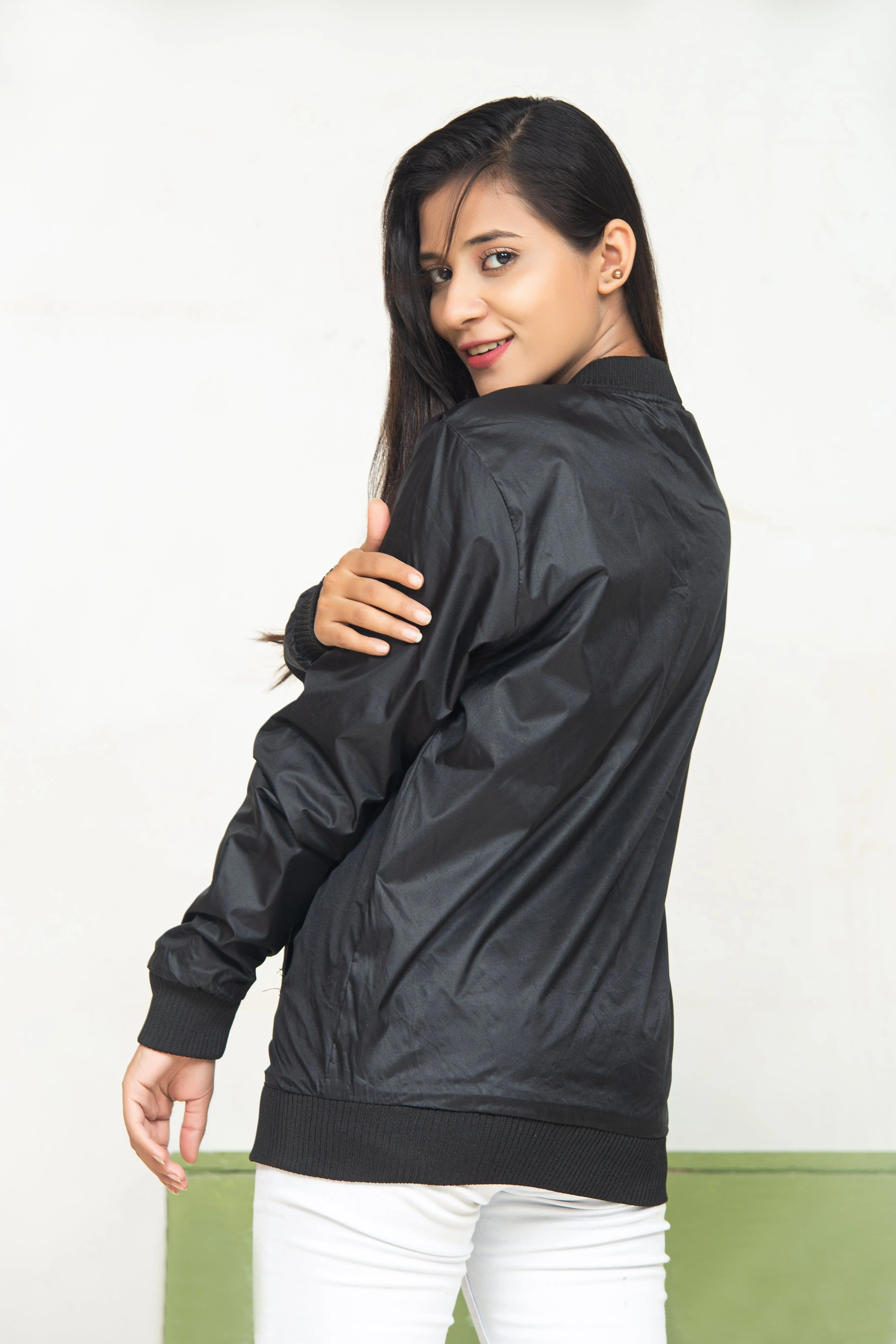 Stand Collar Zipper Bomber Jacket