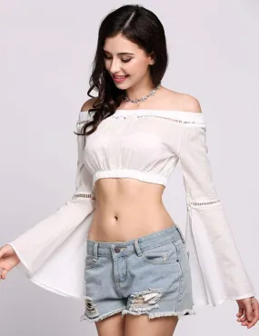 Statement Sleeve Off The Shoulder Crop Top