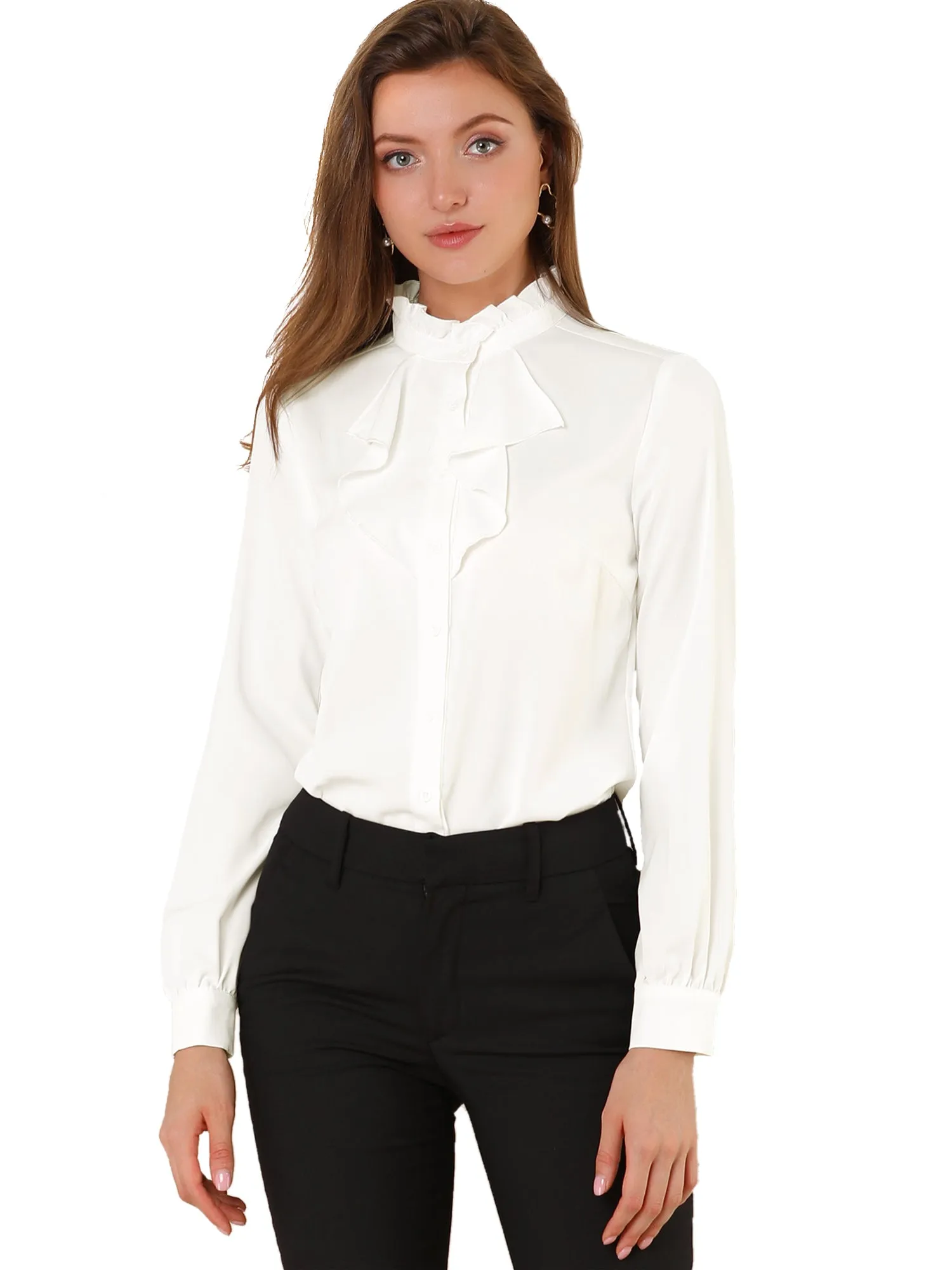 Victorian Gothic Ruffled Lotus Tops Button Down Shirt