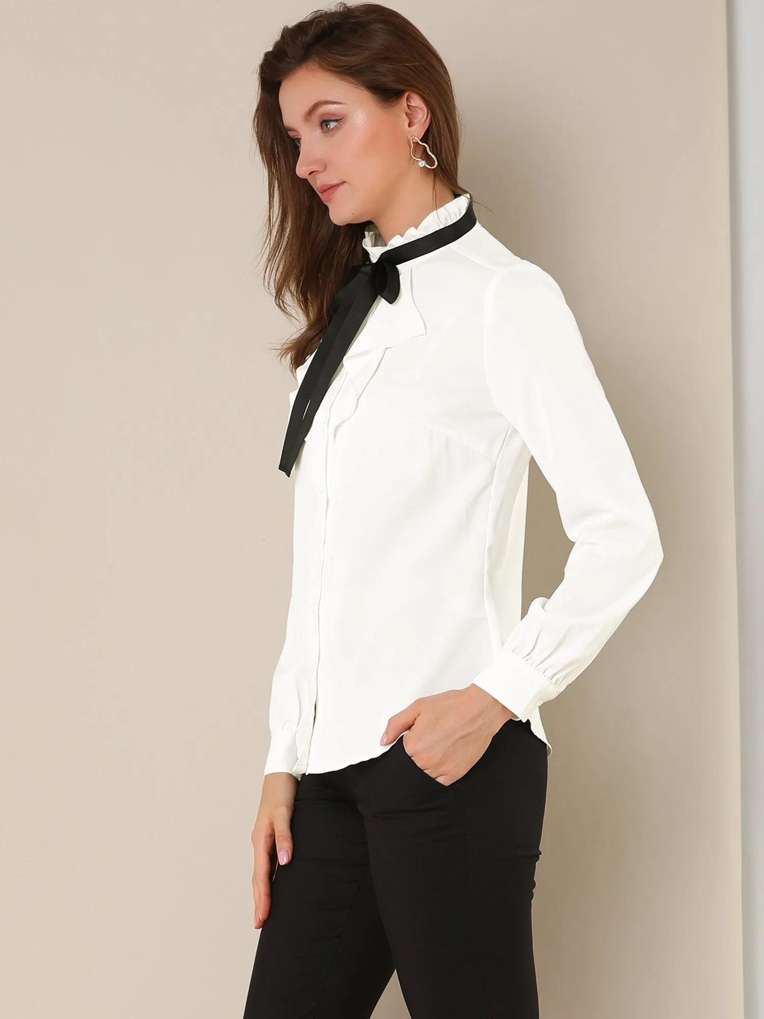 Victorian Gothic Ruffled Lotus Tops Button Down Shirt