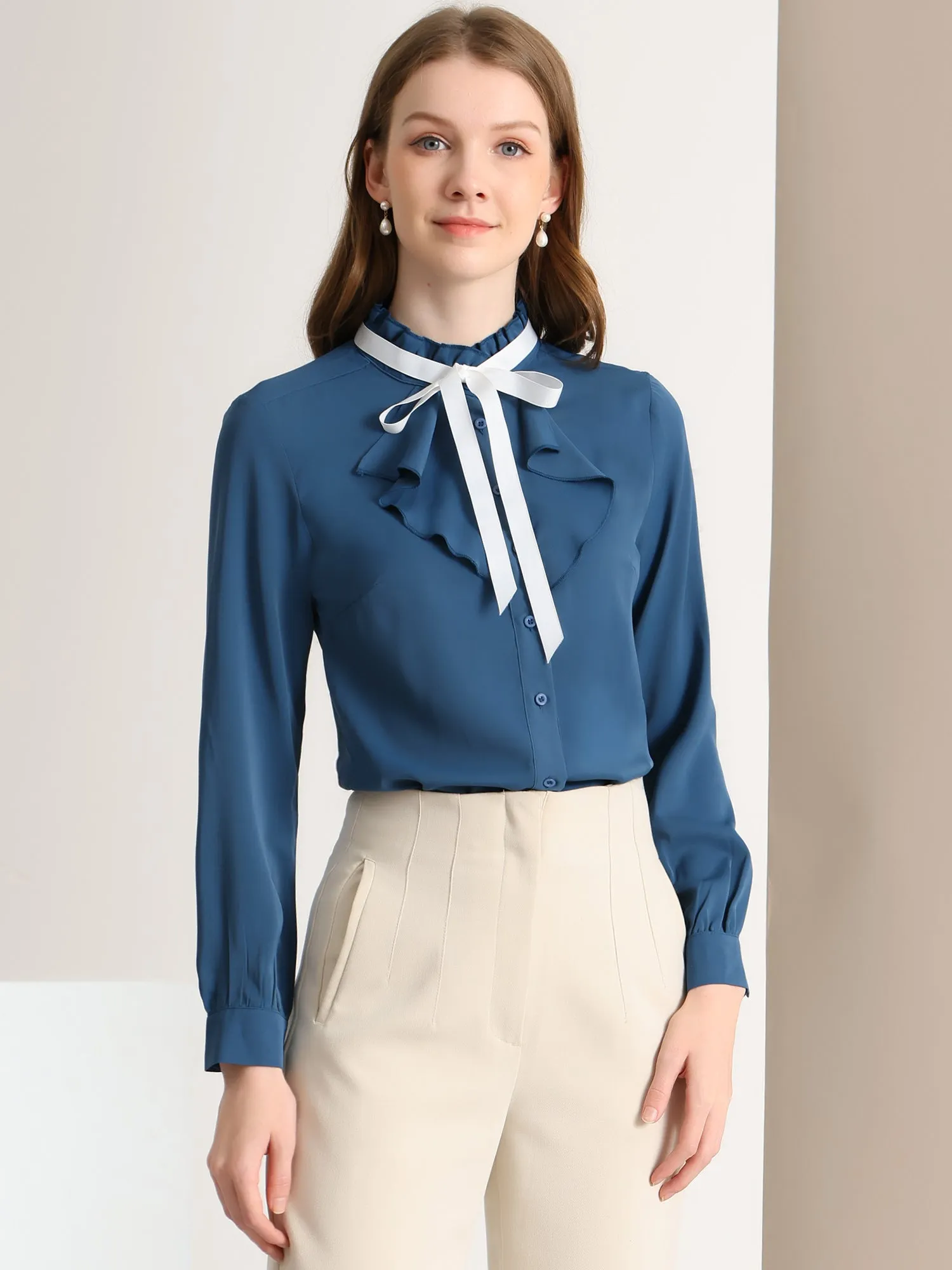 Victorian Gothic Ruffled Lotus Tops Button Down Shirt