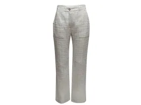 White & Silver Chanel Metallic Tweed Pants Size FR 38