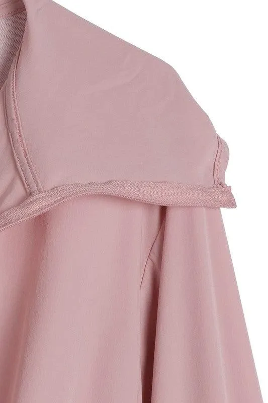 Womens Pink Cropped Hooded Windbreaker