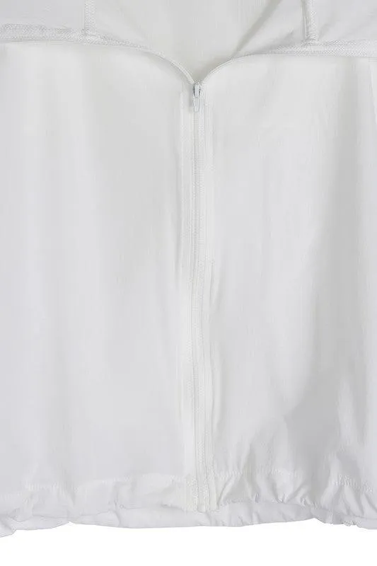 Womens Pink Cropped Hooded Windbreaker
